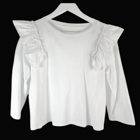 Ruffle shoulder cotton tee - Picture 1 of 9